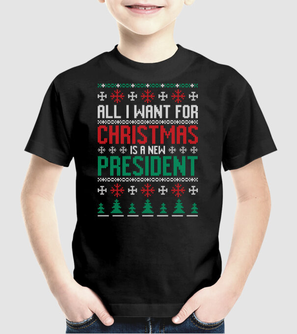 All I want for christmas model negru pe tricou