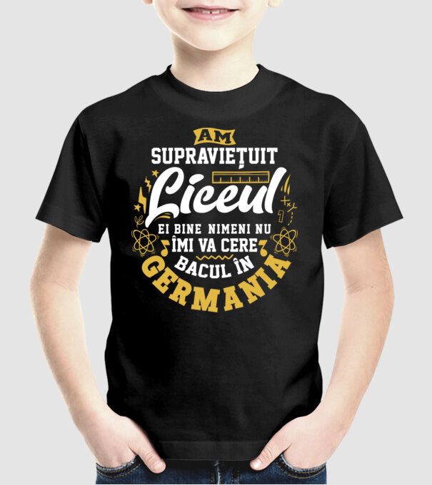 Am supraviețuit liceul model negru pe tricou