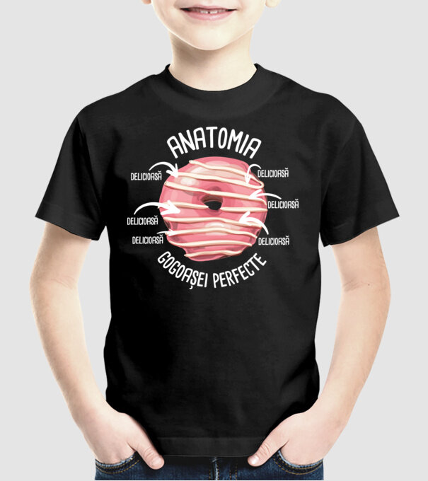anatomia gogoașei perfecte: delicioasă model negru pe tricou
