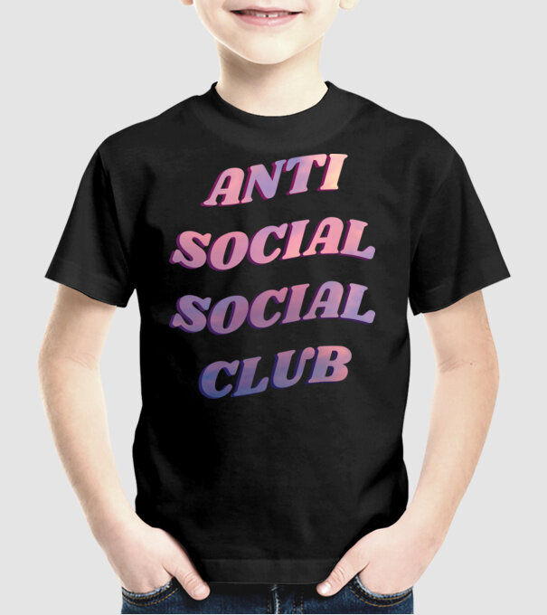 Anti social social club pink model negru pe tricou