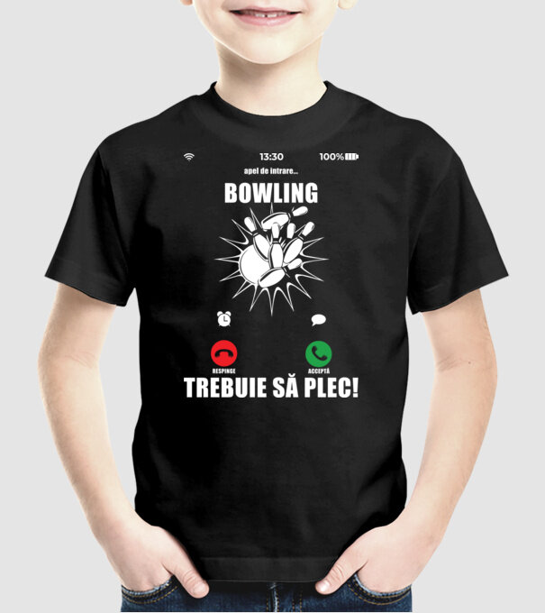 apel de intrare - bowling - respinge - acceptă - TREBUIE SĂ PLEC! model negru pe tricou