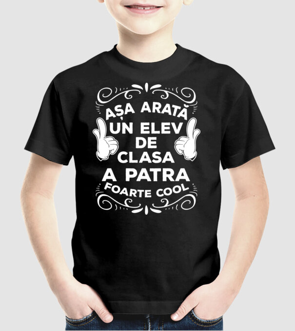 Așa arată un elev de clasa a patra foarte cool model negru pe tricou