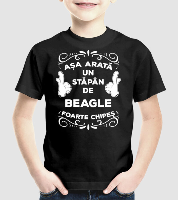 Așa arată un stăpân de Beagle foarte chipeș model negru pe tricou