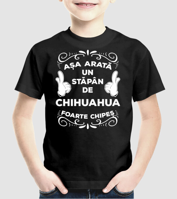 Așa arată un stăpân de Chihuahua foarte chipeș model negru pe tricou