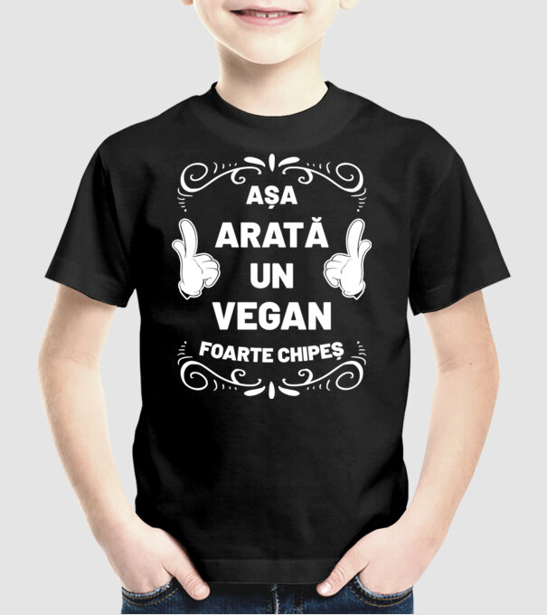 Așa arată un vegan foarte chipeș model negru pe tricou