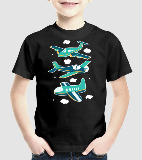 Avioane model negru pe tricou