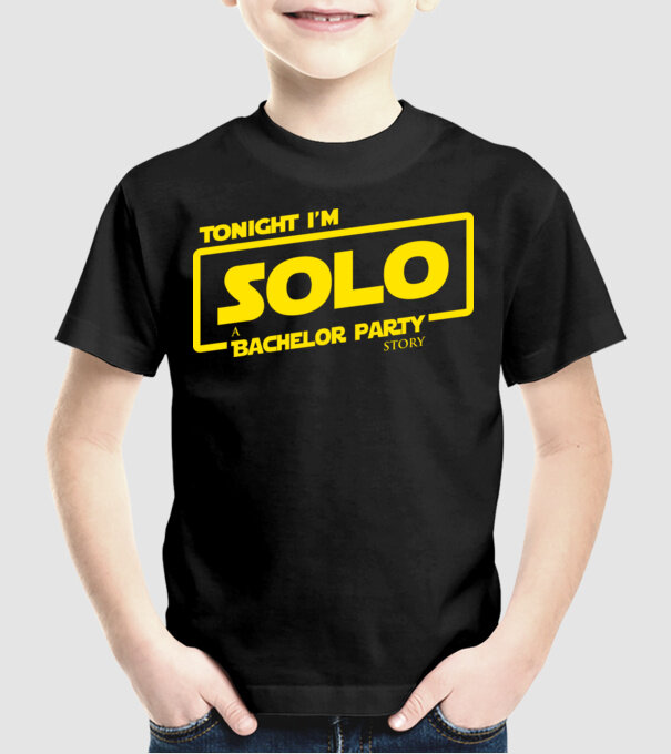 Bachelor Party Solo model negru pe tricou