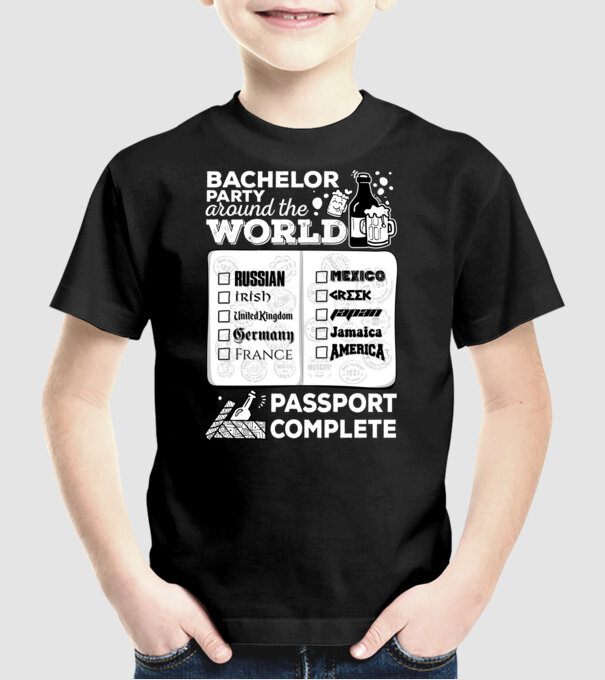 Bachelor Party World tour model negru pe tricou
