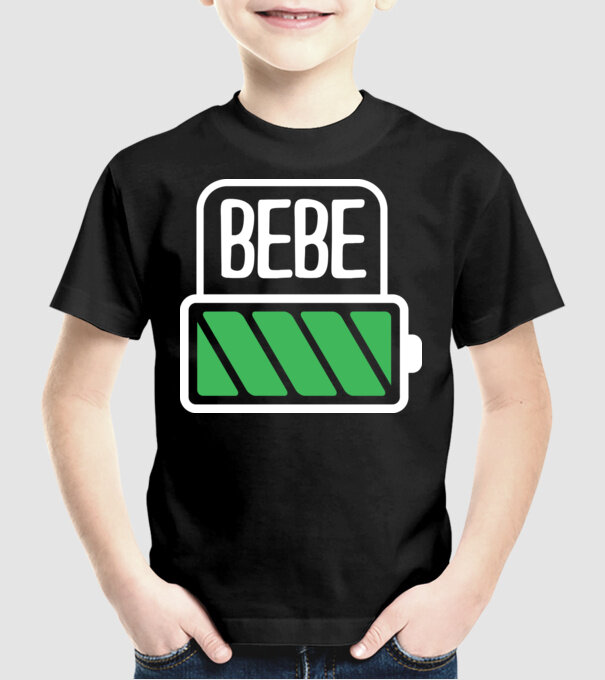 Bebe încărcat model negru pe tricou