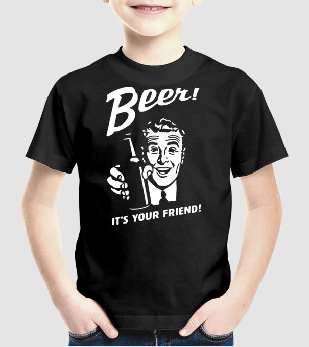 beer is your friend model negru pe tricou