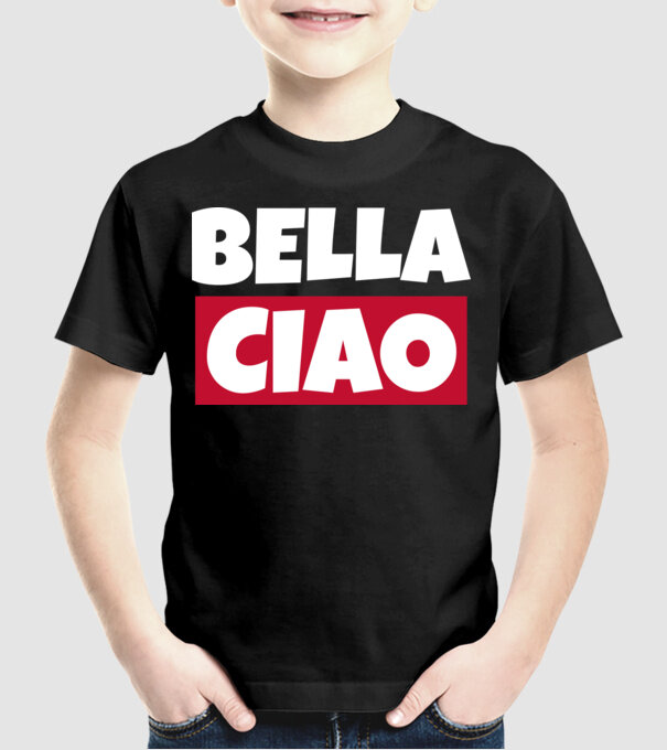 bella ciao logo model negru pe tricou