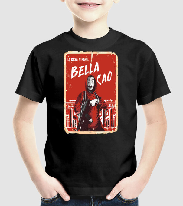 bella ciao poster retro model negru pe tricou