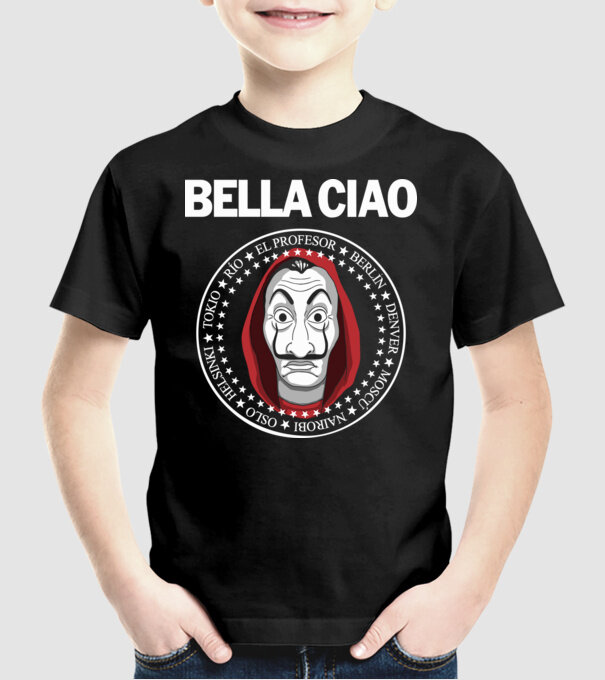 bella ciao stroke white model negru pe tricou