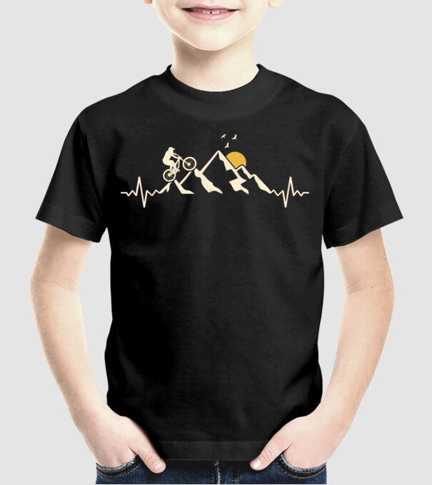 Bike heartbeat model negru pe tricou