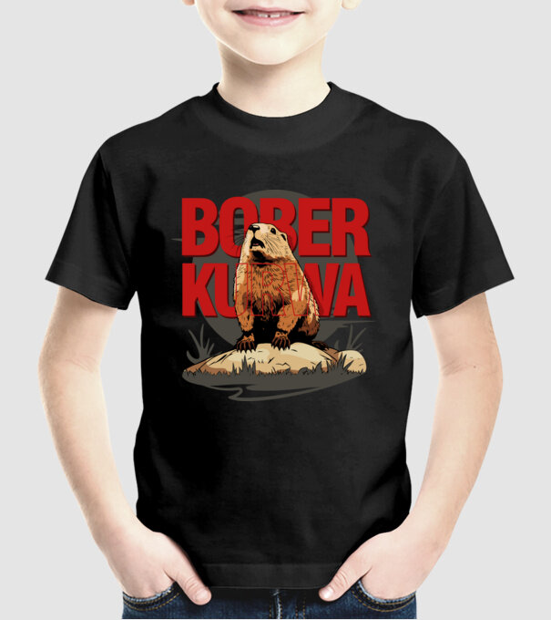 BOBER model negru pe tricou