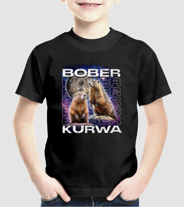 Bóber Kurwa universe model negru pe tricou