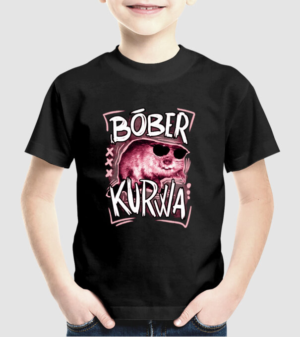 Bóber wtf model negru pe tricou