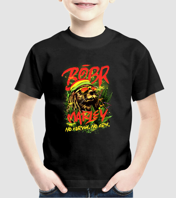 BÓBR MARLEY model negru pe tricou