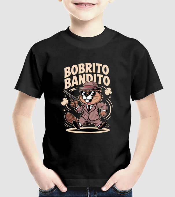Bobrito Bandito model negru pe tricou