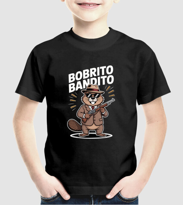 Bobrito Bandito model negru pe tricou