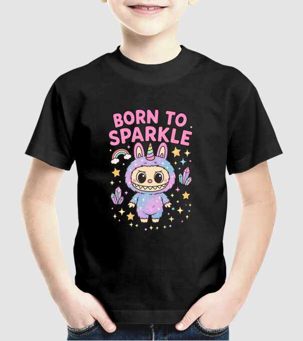 Born to sparkle model negru pe tricou