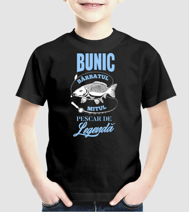 Bunic - bărbatul, mitul, pescar de legendă model negru pe tricou