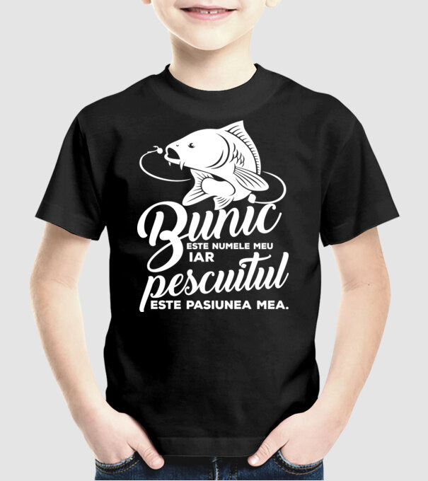 Bunic este numele meu, iar pescuitul este pasiunea mea model negru pe tricou