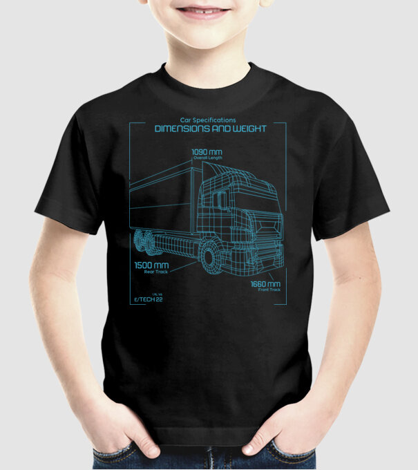 Camioane model negru pe tricou
