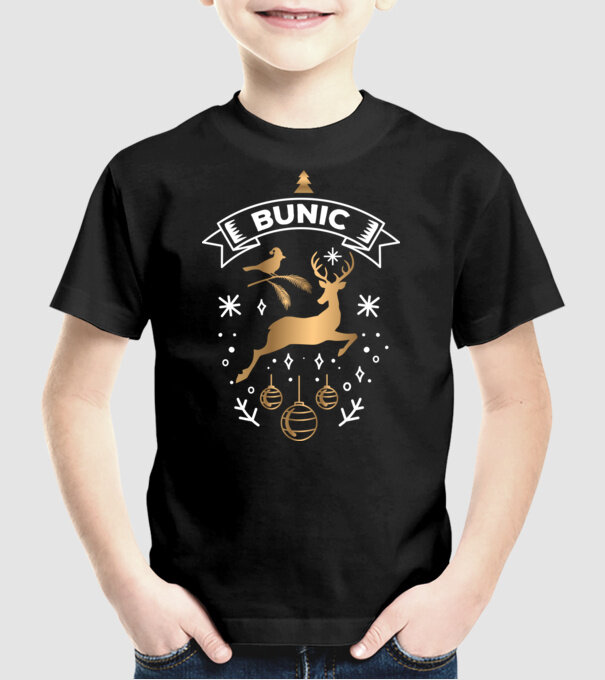 bunic christmas model negru pe tricou