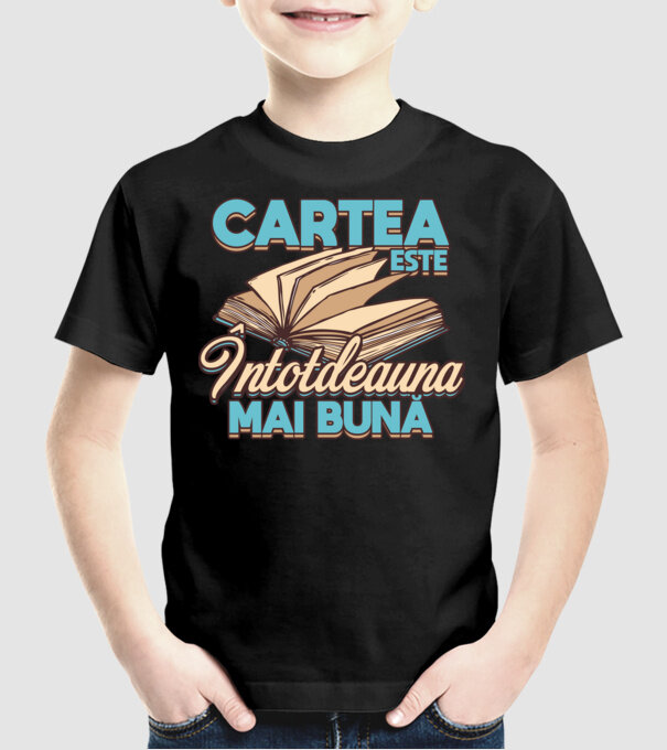 Cartea este ÎNTOTDEAUNA mai bună D7556260-01 model negru pe tricou