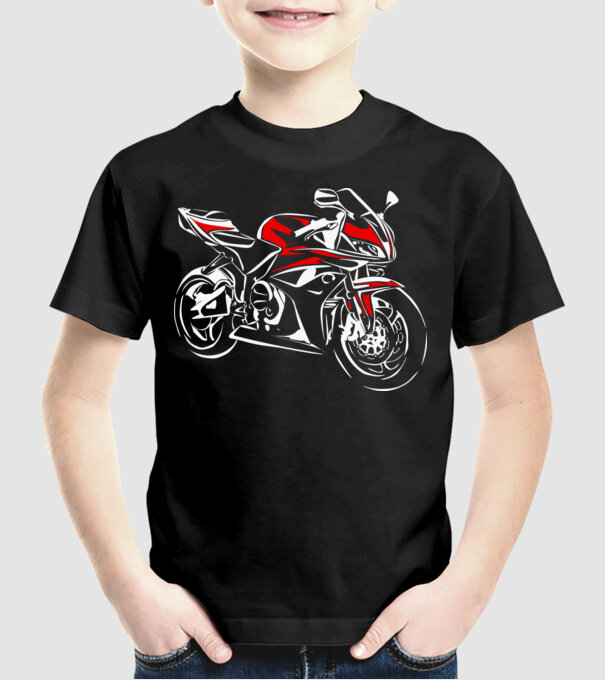 CBR600rr model negru pe tricou