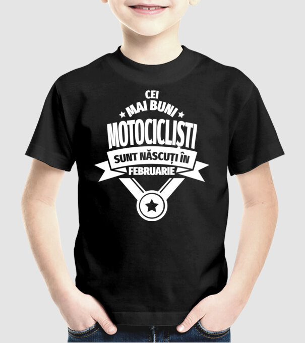 Cei mai buni motocicliști sunt născuți în februarie model negru pe tricou