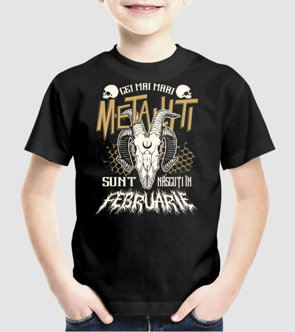 Cei mai mari metaliști sunt născuți în februarie. model negru pe tricou