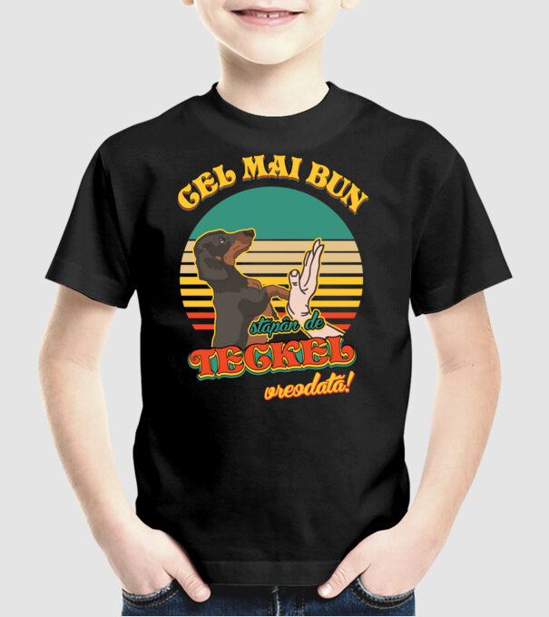 Cel mai bun stăpân de teckel vreodată! model negru pe tricou