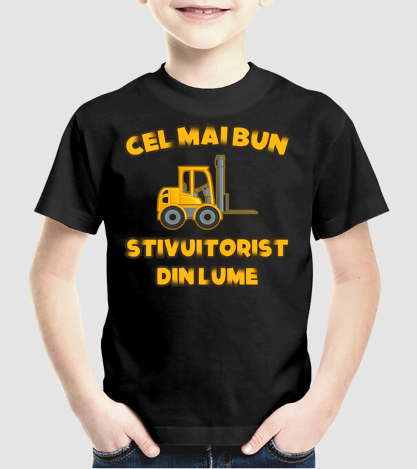 Cel mai bun Stivuitorist din lume model negru pe tricou