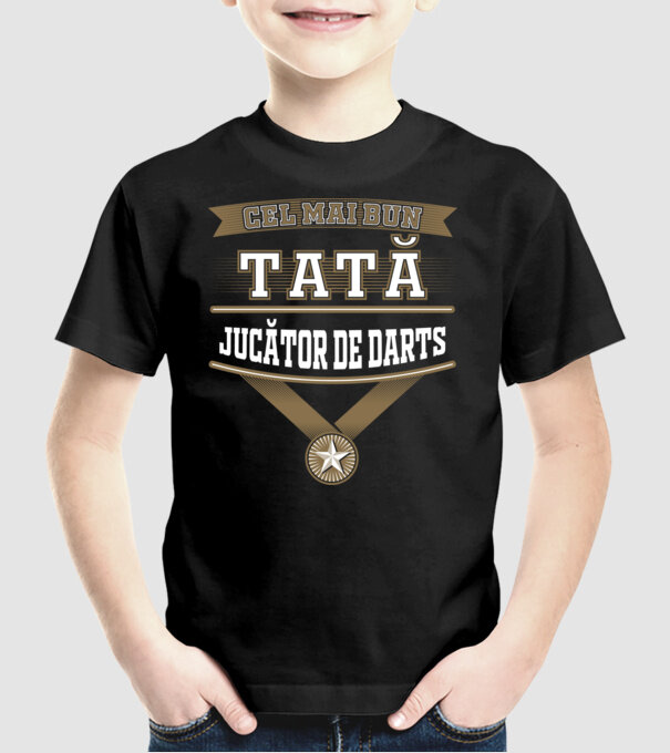 Cel mai bun tată jucător de darts model negru pe tricou