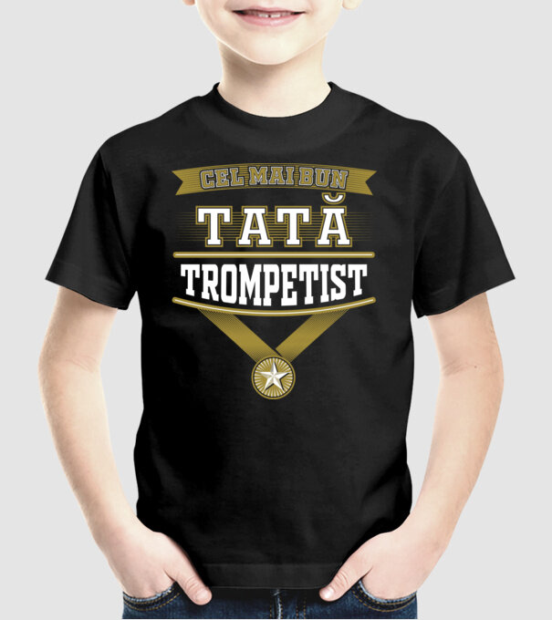 Cel mai bun tată trompetist model negru pe tricou