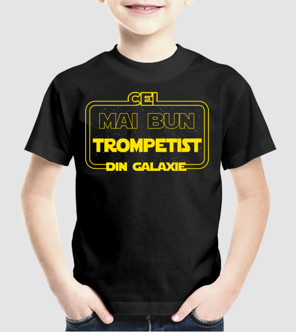 Cel mai bun trompetist din galaxie model negru pe tricou
