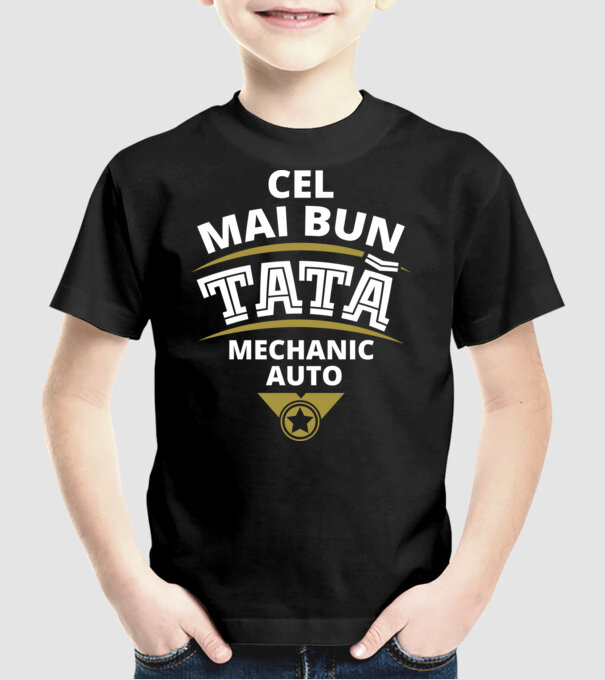 Cel mai bun tată mecanic auto model negru pe tricou