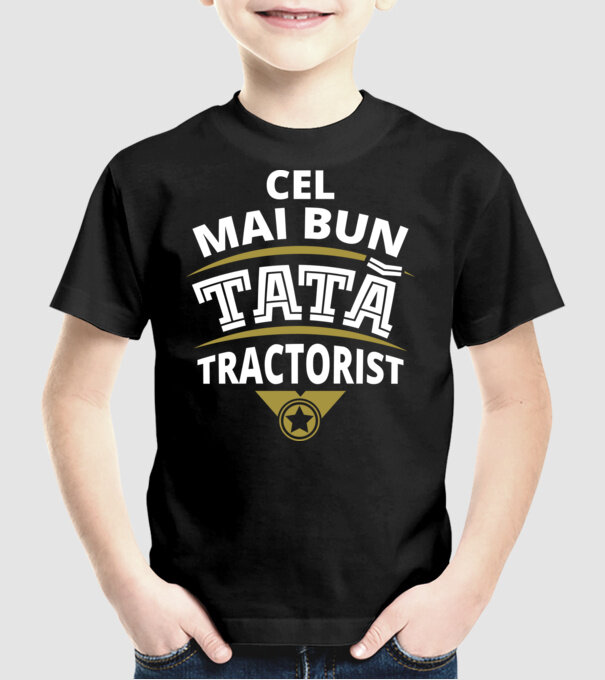 Cel mai bun tată tractorist model negru pe tricou