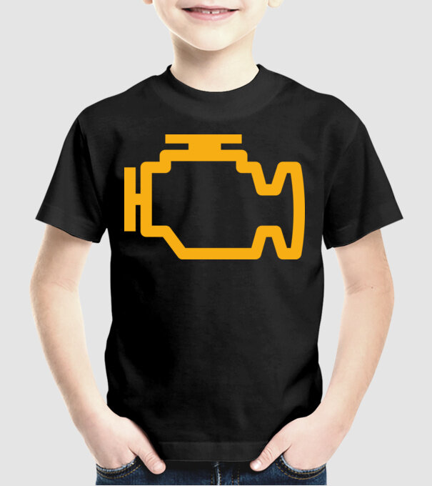check engine model negru pe tricou