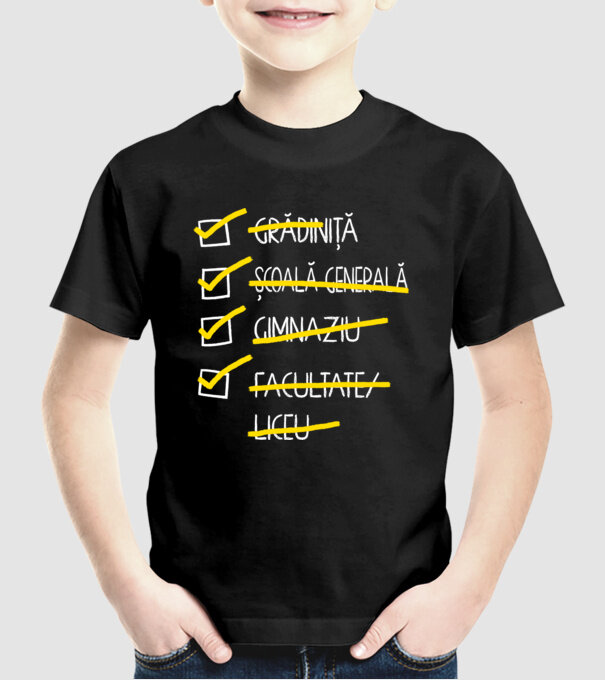 Cheklist educație - Facultate negru model negru pe tricou