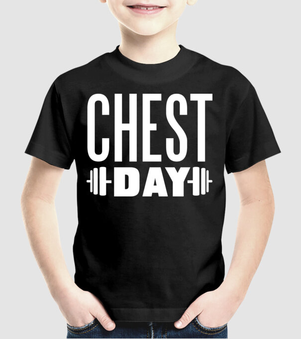 Chest day model negru pe tricou