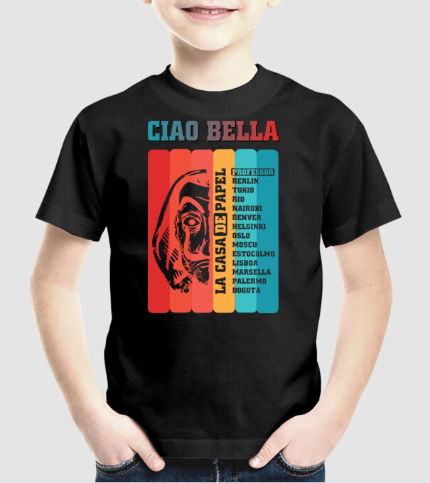 ciao bella retro model negru pe tricou