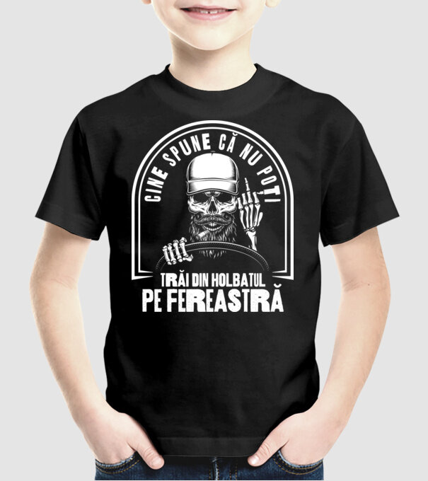 Cine spune că nu poți trăi din holbatul pe fereastră? model negru pe tricou