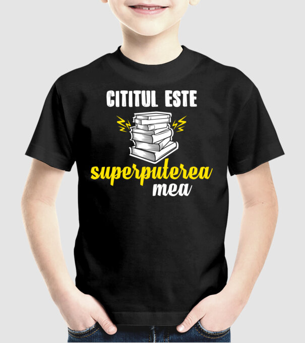 cititul este superputerea mea model negru pe tricou
