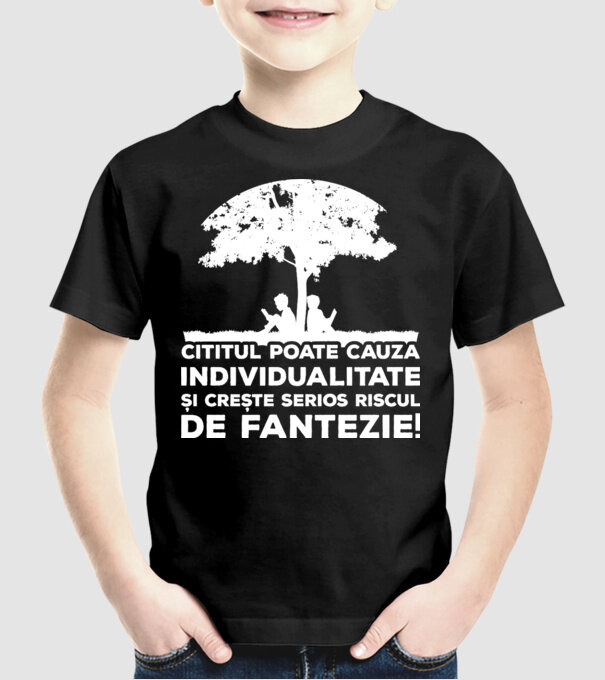 Cititul poate cauza individualitate și crește serios riscul de fantezie! model negru pe tricou