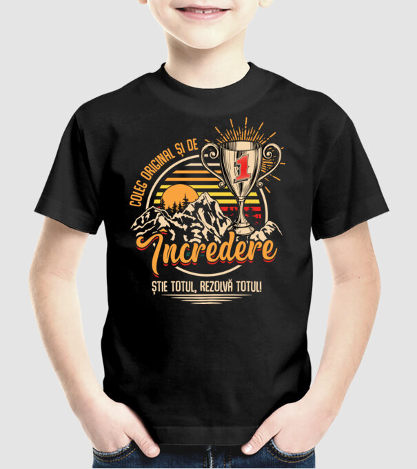 coleg original și de încredere model negru pe tricou