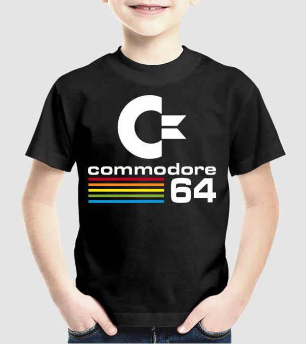 Commodore 64 logo on black model negru pe tricou