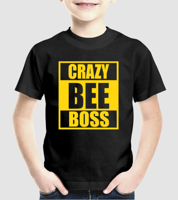 Crazy bee boss model negru pe tricou